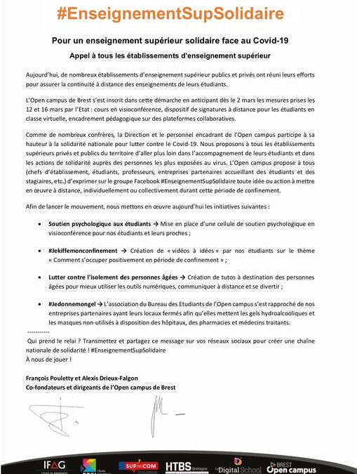 Appel à tous les établissements d’enseignement su…